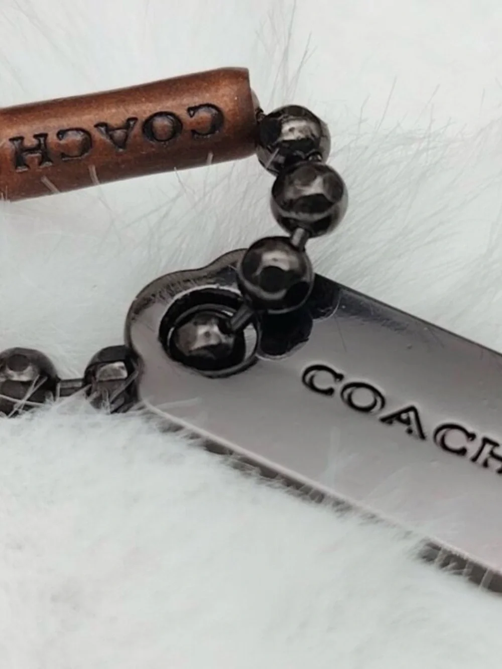 Coach Pink Glitter & Cream Pop Art Dog Tag Charm